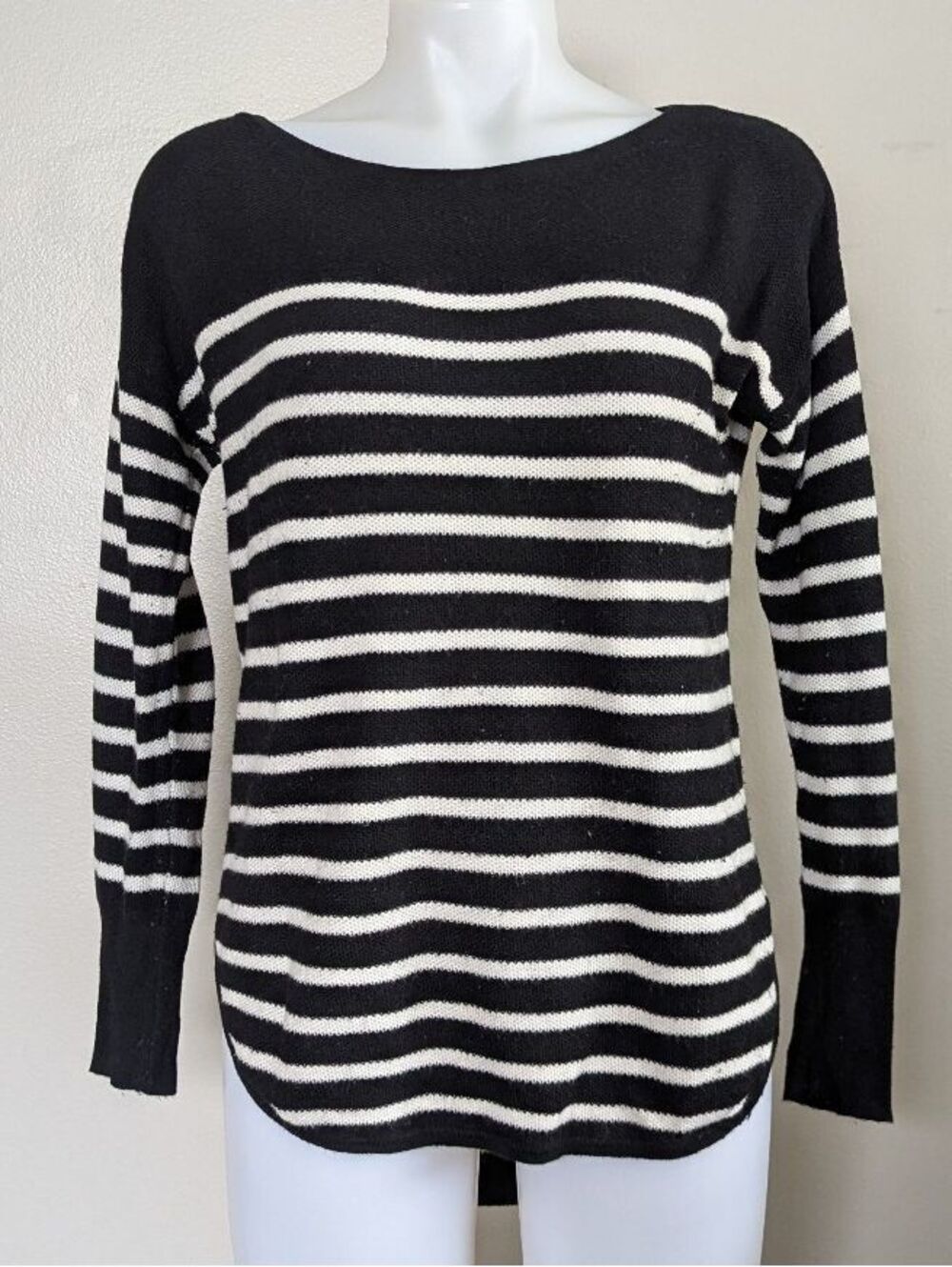 Banana Republic Black White Striped Long Sleeve Top Sweater Wool Women's Small